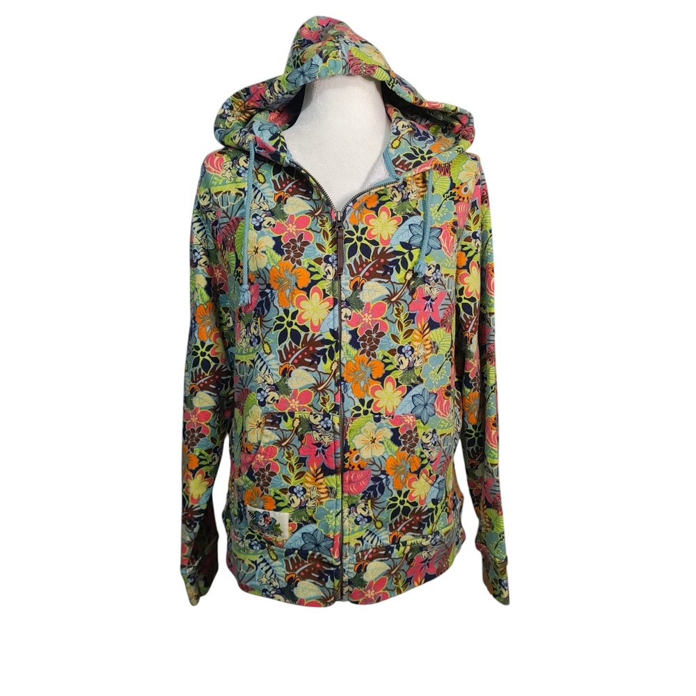 Disney World Minnie Mouse Tropical Full Hawaiian Maximalist Hula Zip Hoodie XL - Picture 4 of 11